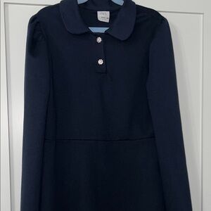 Zara Dark Blue Collared Dress with Button Accents